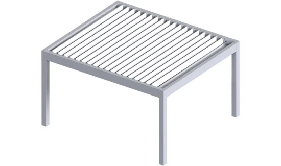 3D-Darstellung eines modernen Tischgestells mit Lamellenstruktur